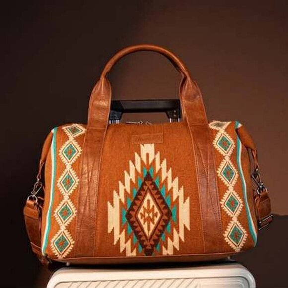Wrangler Southwestern Print Duffle Bag Native Aztec Pattern Purse Handbags - Picture 1 of 4